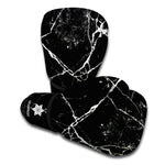 Black White Natural Marble Print Boxing Gloves