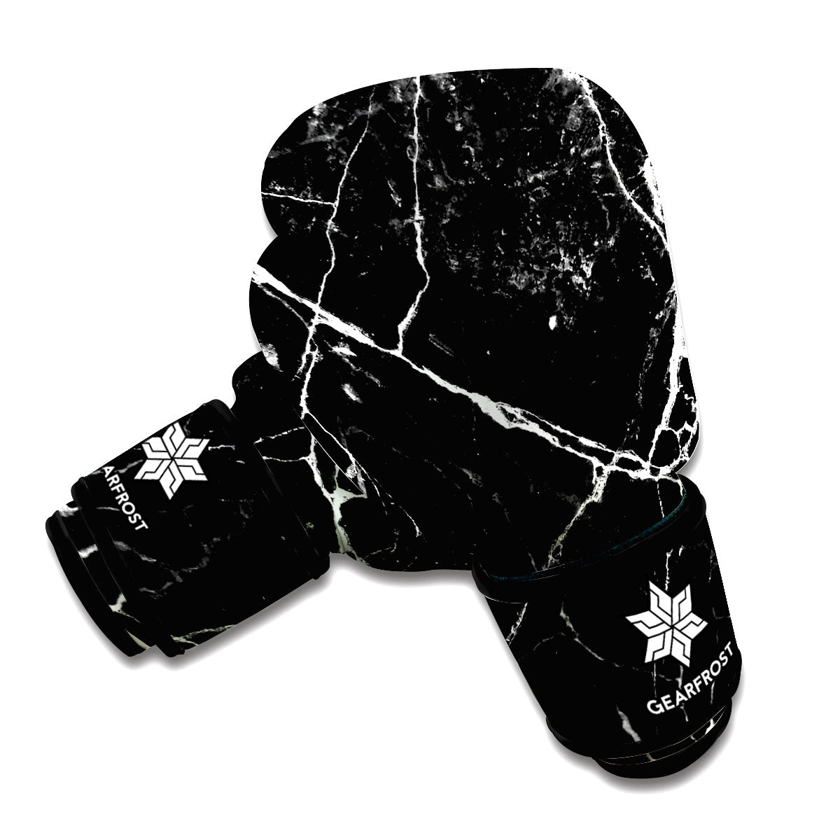 Black White Natural Marble Print Boxing Gloves