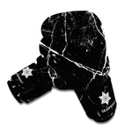 Black White Natural Marble Print Boxing Gloves