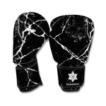 Black White Natural Marble Print Boxing Gloves
