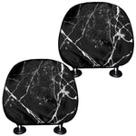 Black White Natural Marble Print Car Headrest Covers