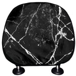Black White Natural Marble Print Car Headrest Covers