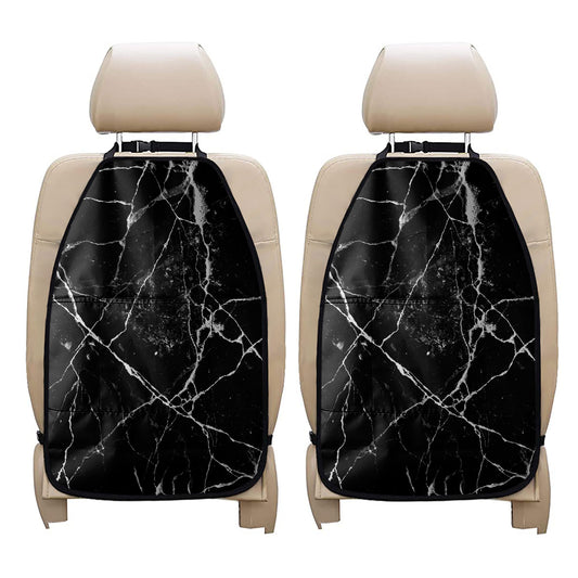 Black White Natural Marble Print Car Seat Organizers