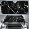 Black White Natural Marble Print Car Sun Shade GearFrost