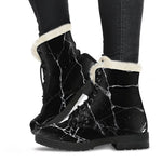 Black White Natural Marble Print Comfy Boots GearFrost