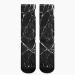 Black White Natural Marble Print Crew Socks