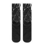 Black White Natural Marble Print Crew Socks