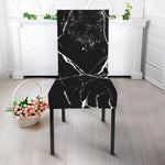 Black White Natural Marble Print Dining Chair Slipcover