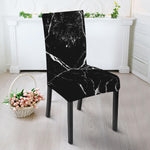 Black White Natural Marble Print Dining Chair Slipcover