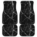 Black White Natural Marble Print Front and Back Car Floor Mats