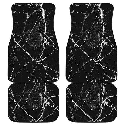Black White Natural Marble Print Front and Back Car Floor Mats