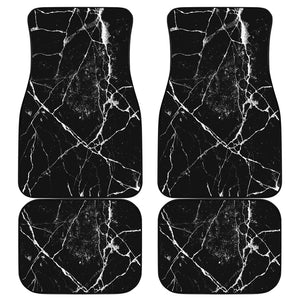 Black White Natural Marble Print Front and Back Car Floor Mats