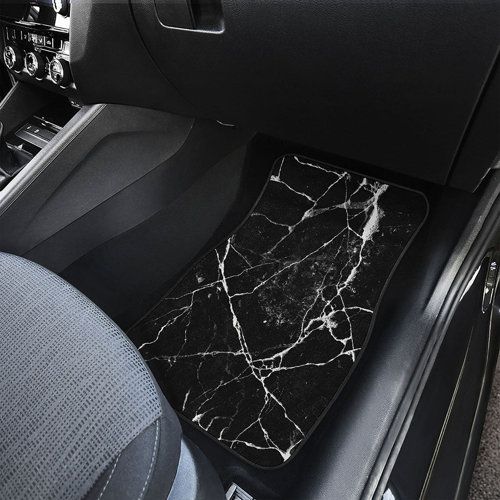 Black White Natural Marble Print Front and Back Car Floor Mats