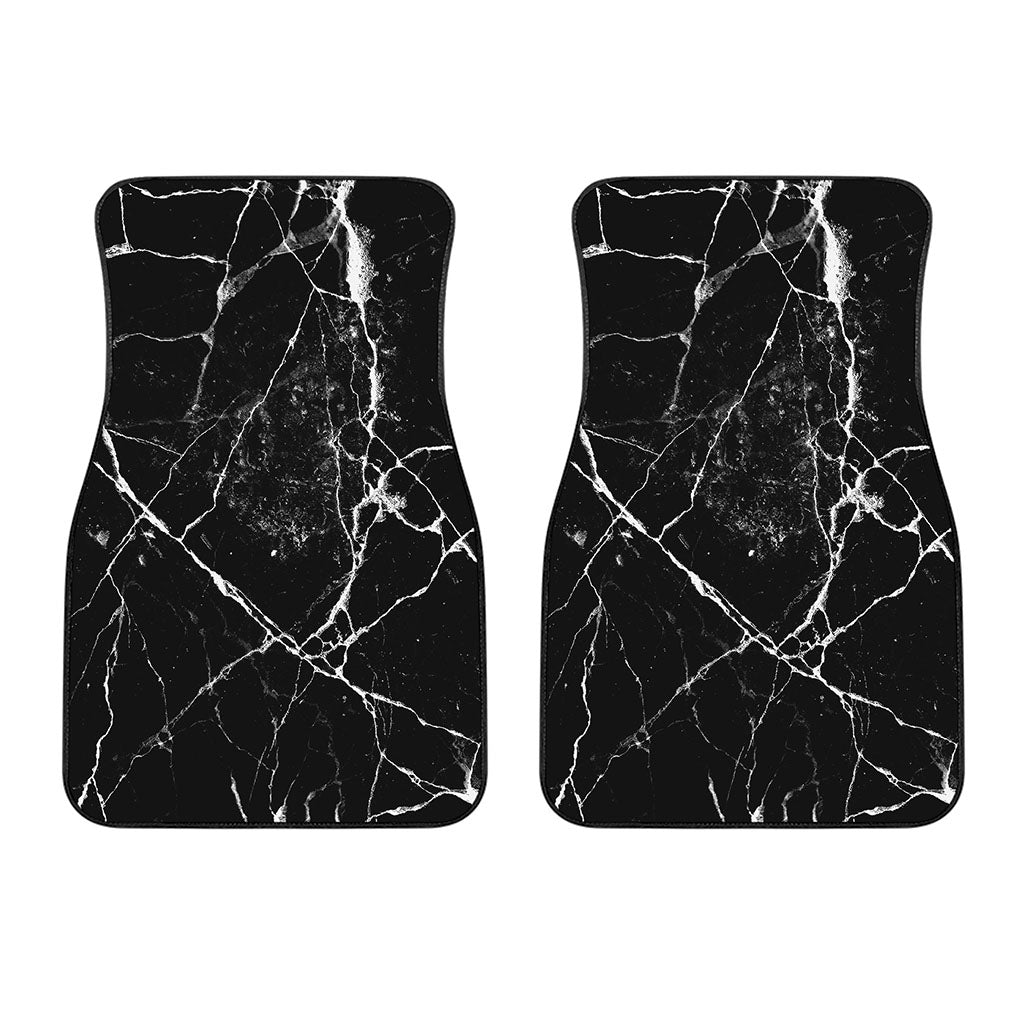 Black White Natural Marble Print Front Car Floor Mats