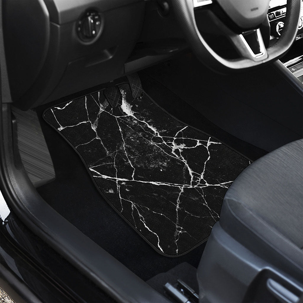 Black White Natural Marble Print Front Car Floor Mats