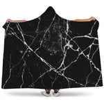 Black White Natural Marble Print Hooded Blanket