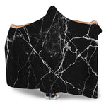 Black White Natural Marble Print Hooded Blanket