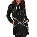 Black White Natural Marble Print Pullover Hoodie Dress