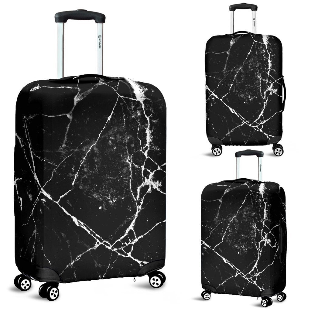 Black White Natural Marble Print Luggage Cover GearFrost