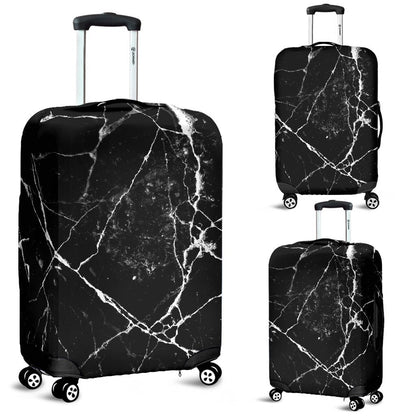 Black White Natural Marble Print Luggage Cover GearFrost