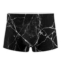 Black White Natural Marble Print Men's Boxer Briefs