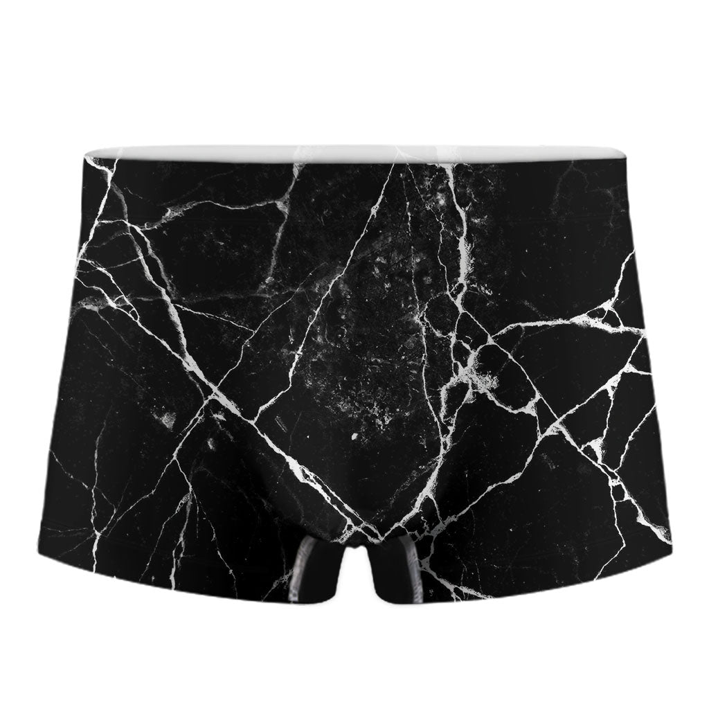 Black White Natural Marble Print Men's Boxer Briefs