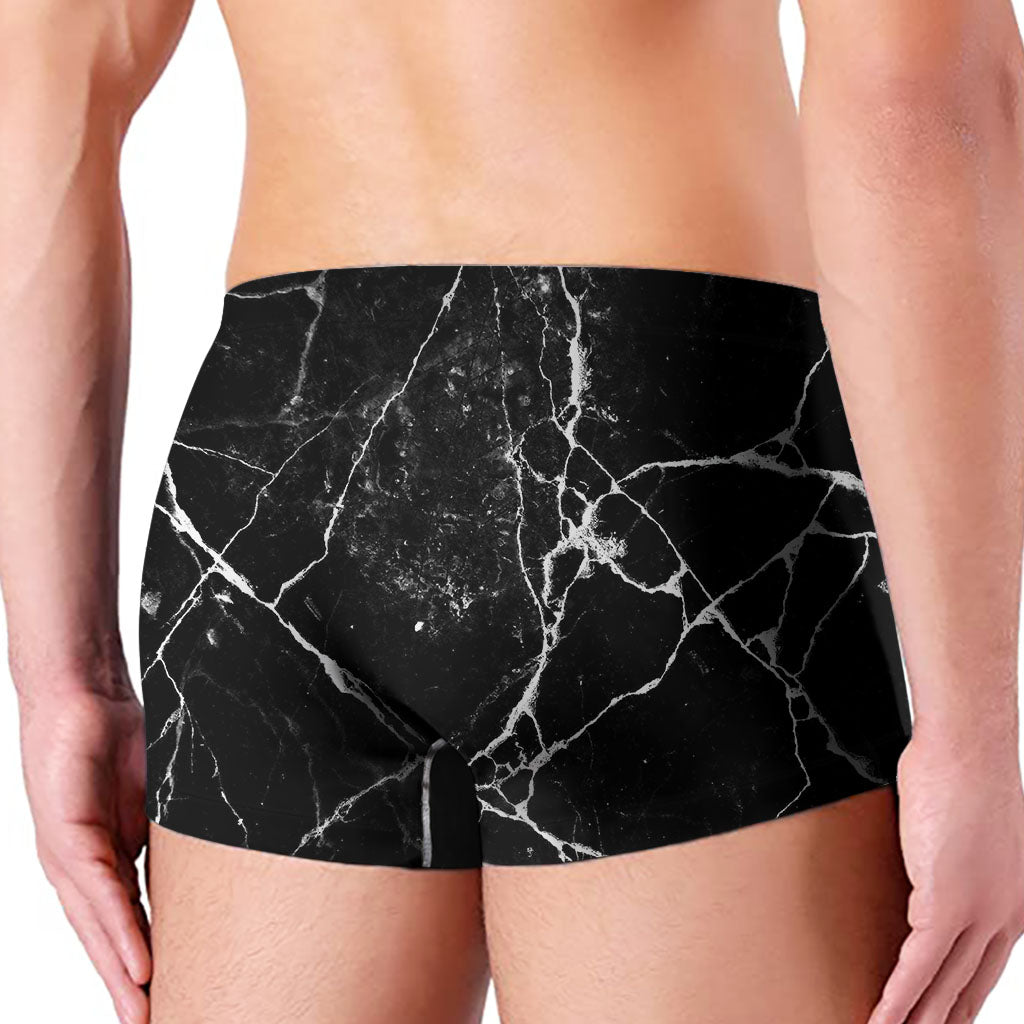 Black White Natural Marble Print Men's Boxer Briefs