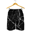 Black White Natural Marble Print Men's Shorts