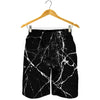 Black White Natural Marble Print Men's Shorts