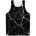 Black White Natural Marble Print Men's Tank Top