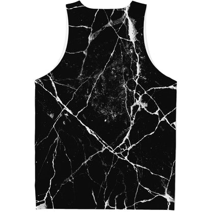 Black White Natural Marble Print Men's Tank Top