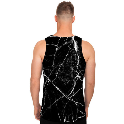 Black White Natural Marble Print Men's Tank Top