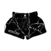 Black White Natural Marble Print Muay Thai Boxing Shorts