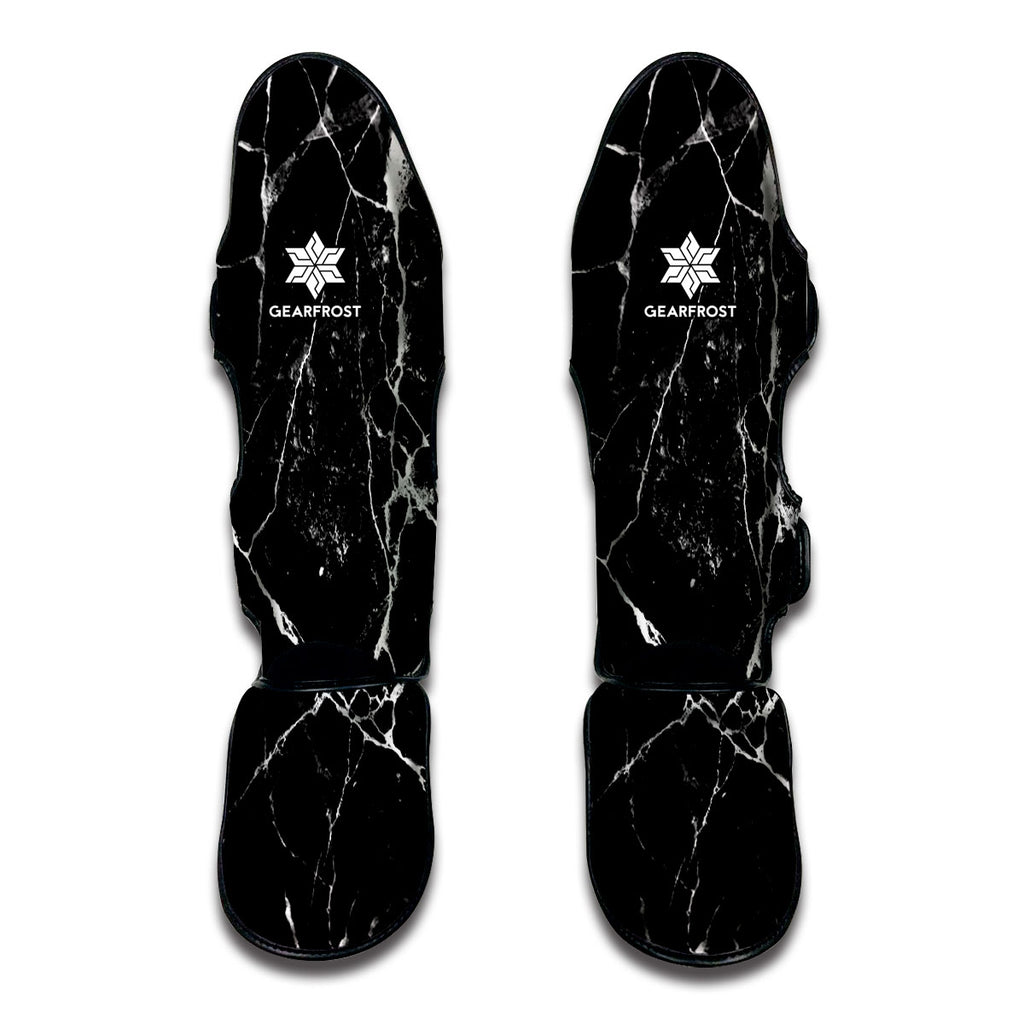 Black White Natural Marble Print Muay Thai Shin Guard