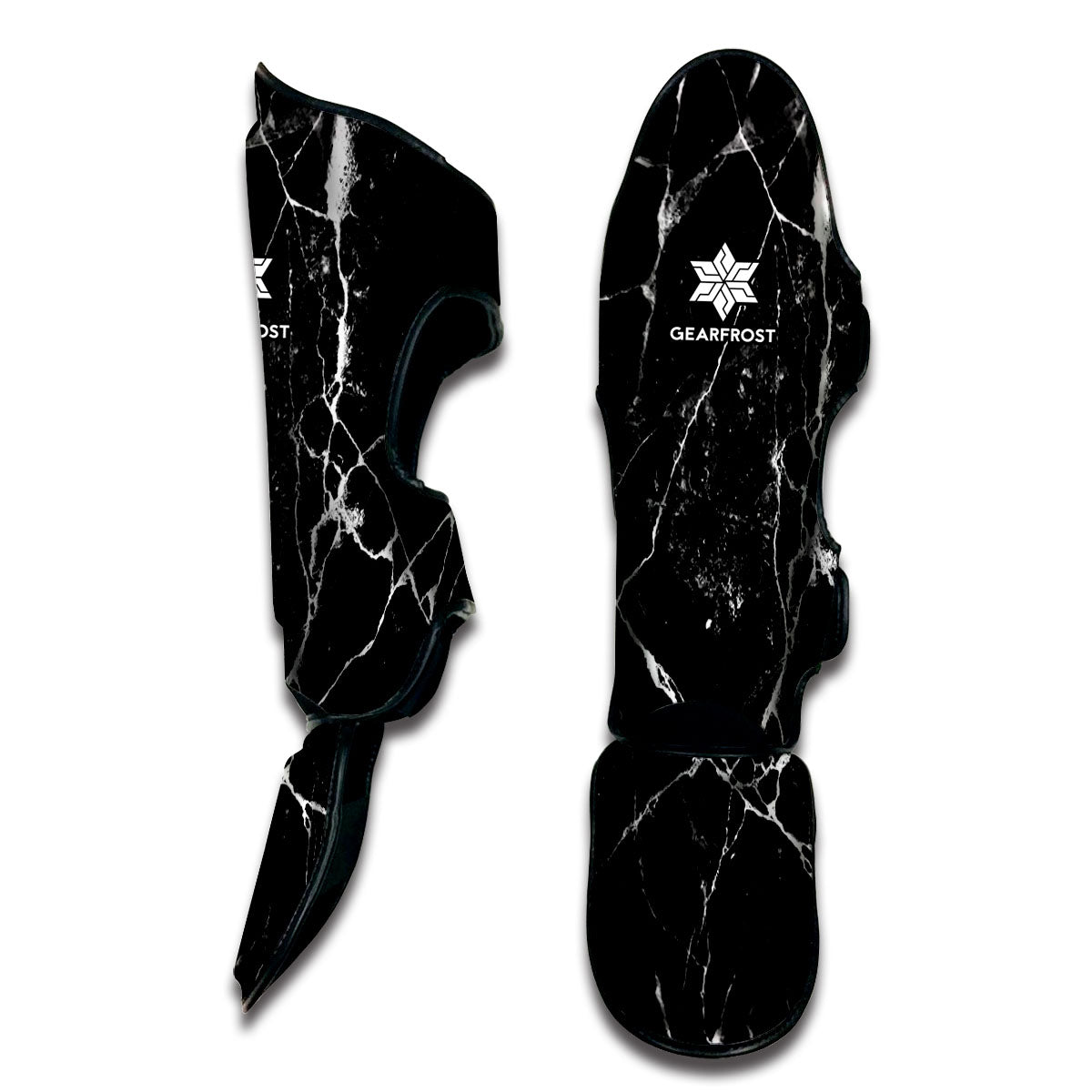 Black White Natural Marble Print Muay Thai Shin Guard