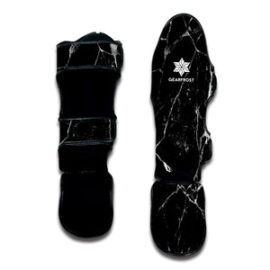 Black White Natural Marble Print Muay Thai Shin Guard