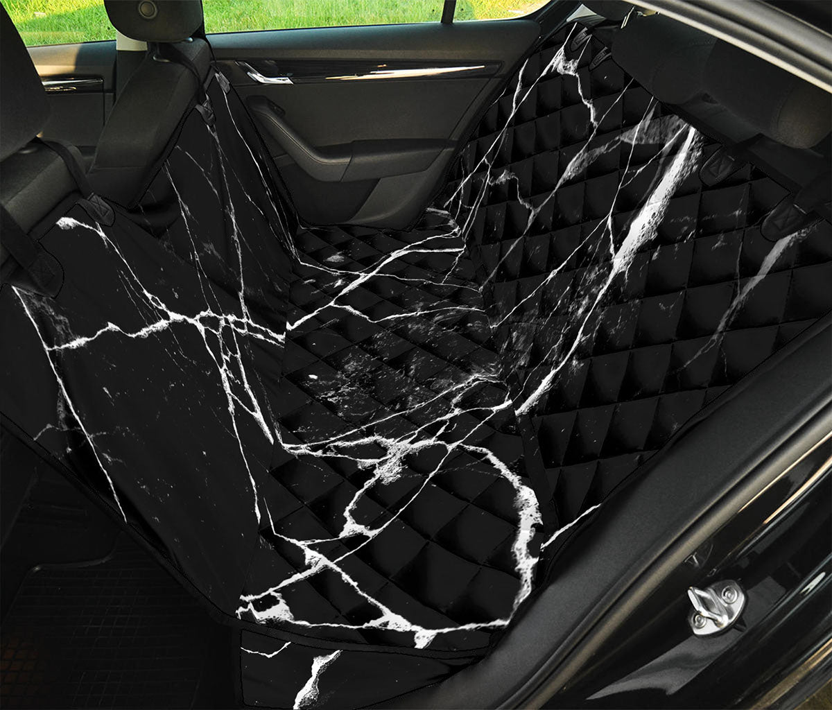Black White Natural Marble Print Pet Car Back Seat Cover