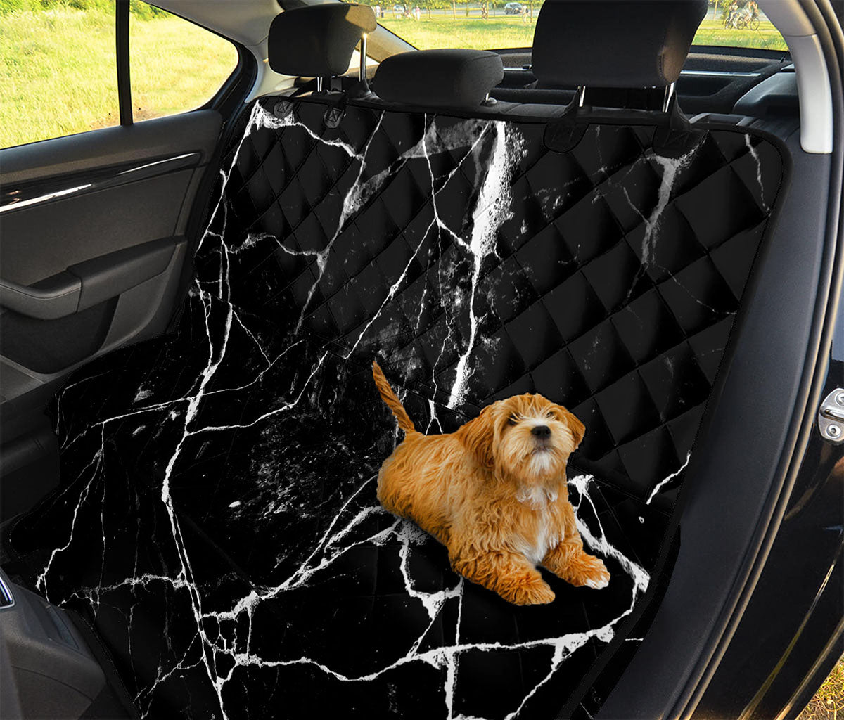 Black White Natural Marble Print Pet Car Back Seat Cover