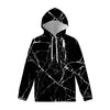 Black White Natural Marble Print Pullover Hoodie