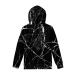 Black White Natural Marble Print Pullover Hoodie