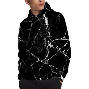 Black White Natural Marble Print Pullover Hoodie