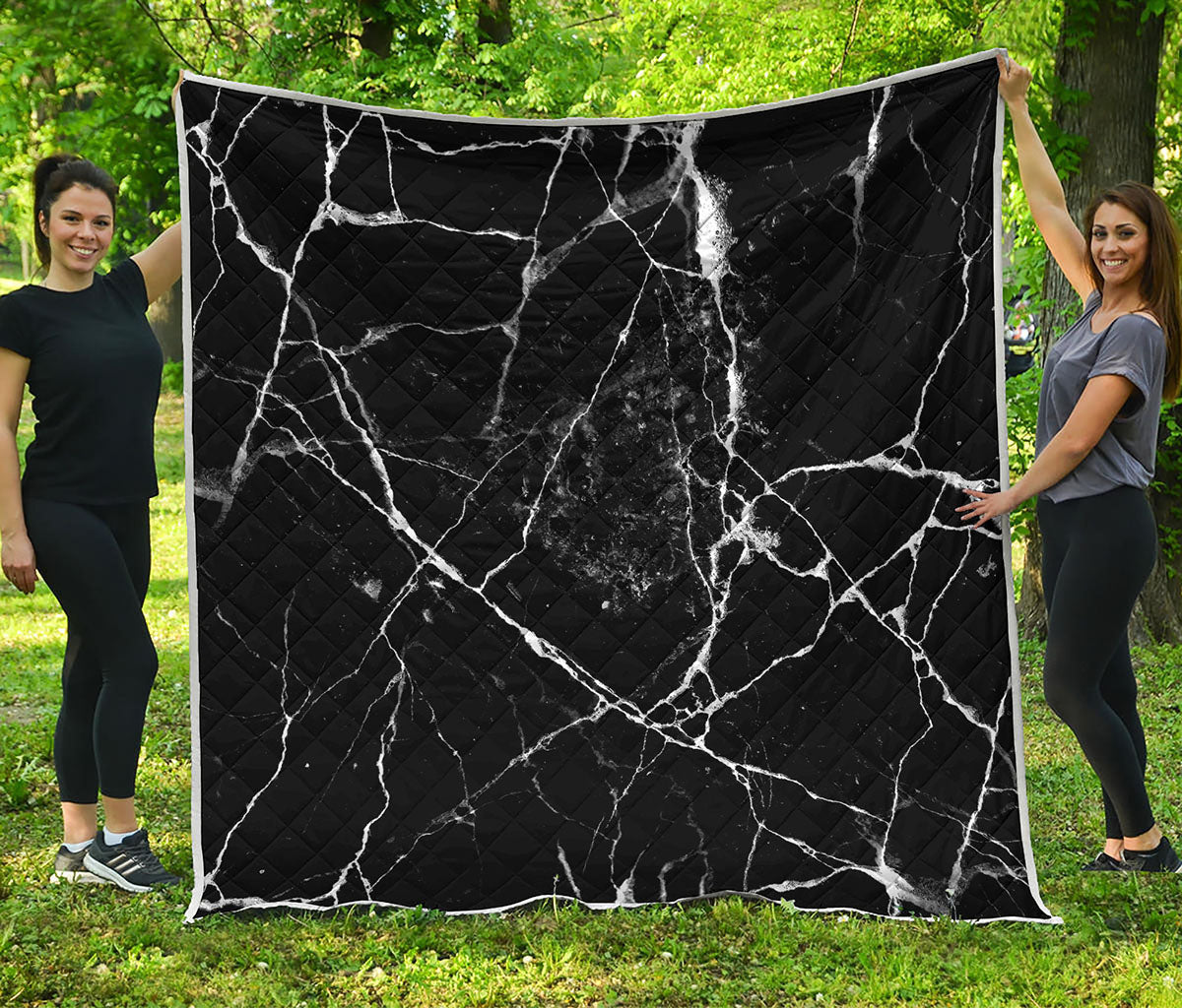 Black White Natural Marble Print Quilt
