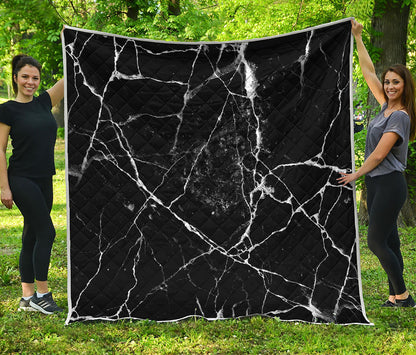 Black White Natural Marble Print Quilt