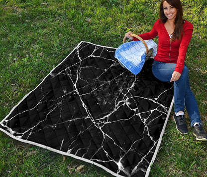 Black White Natural Marble Print Quilt