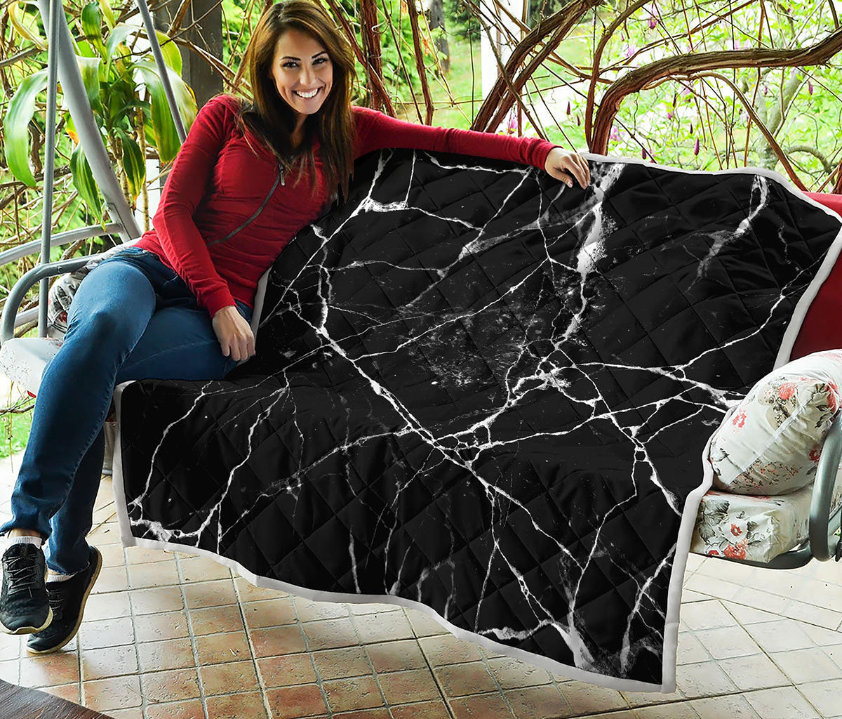 Black White Natural Marble Print Quilt
