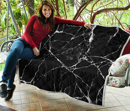 Black White Natural Marble Print Quilt