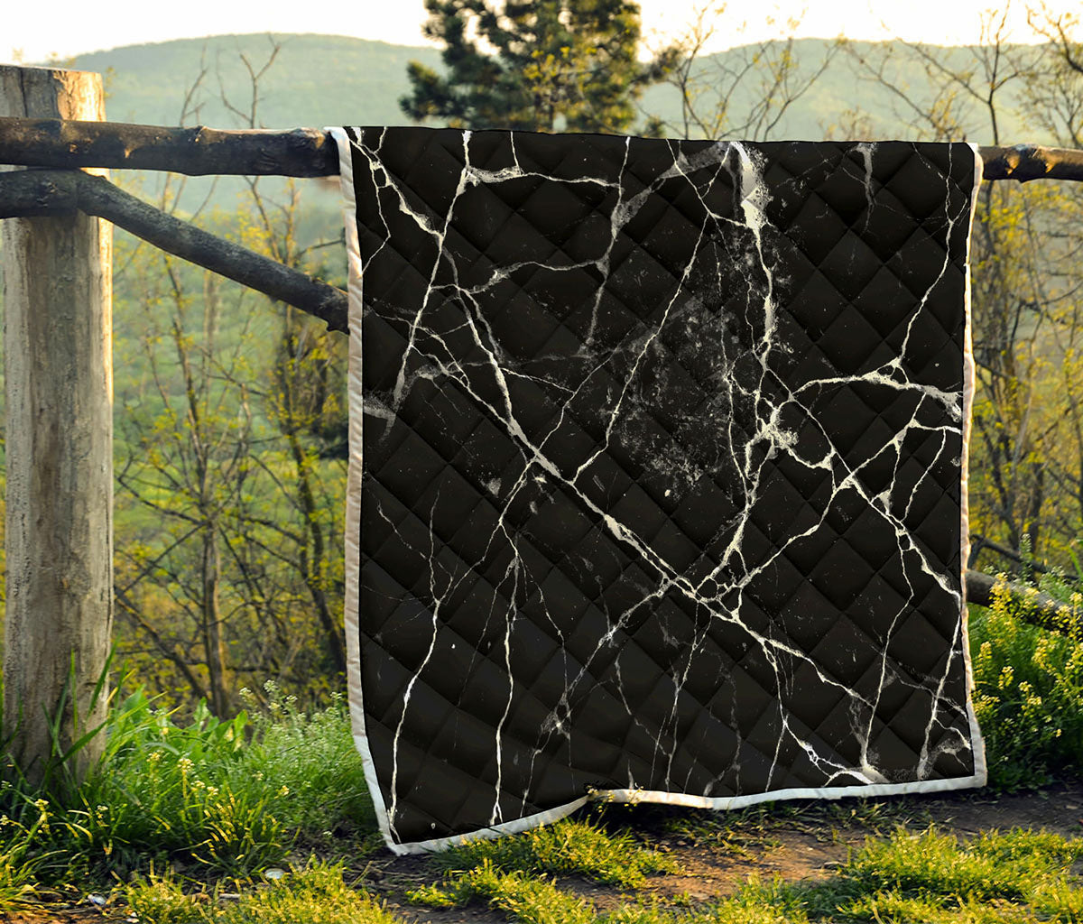 Black White Natural Marble Print Quilt