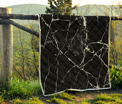 Black White Natural Marble Print Quilt