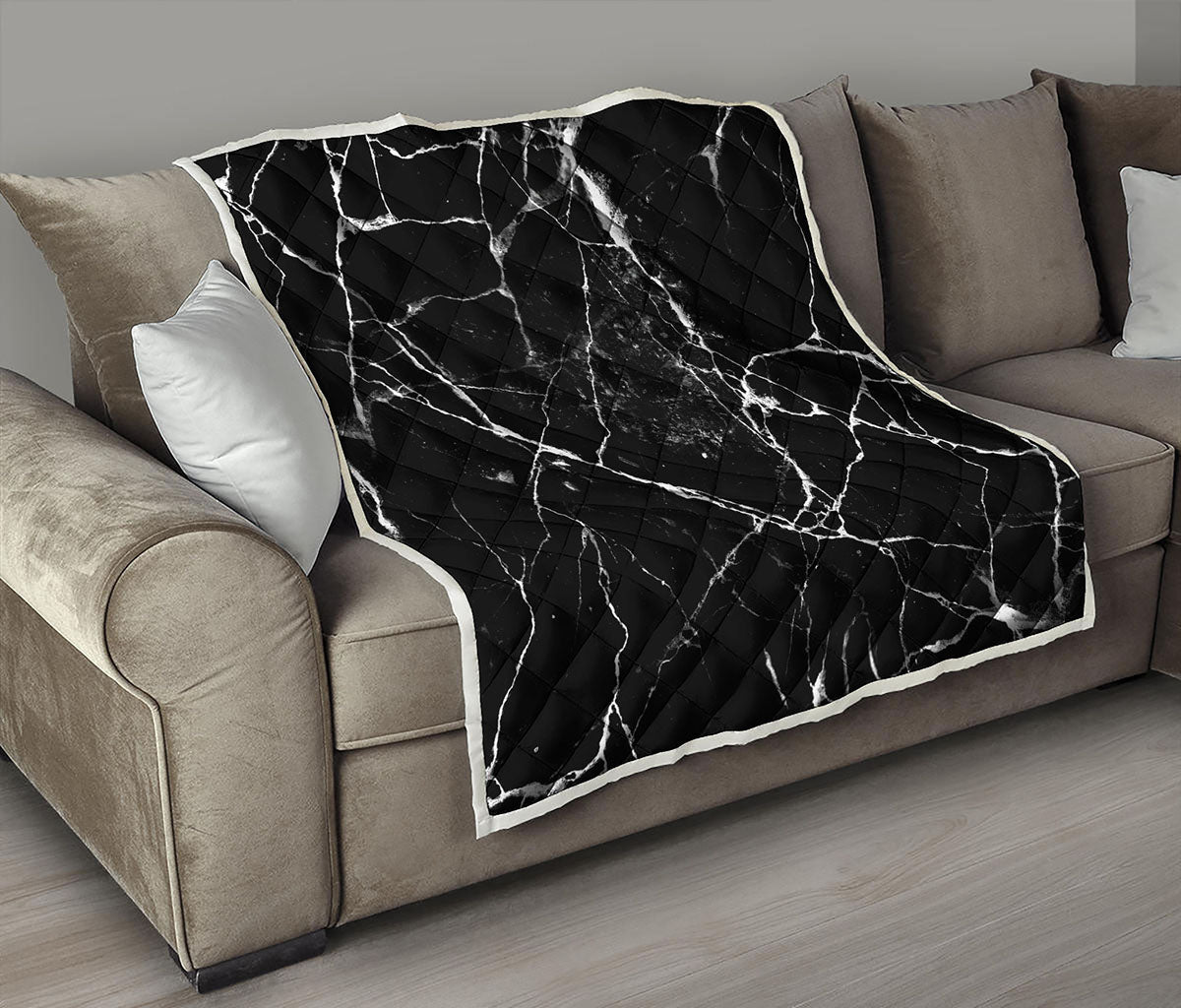 Black White Natural Marble Print Quilt