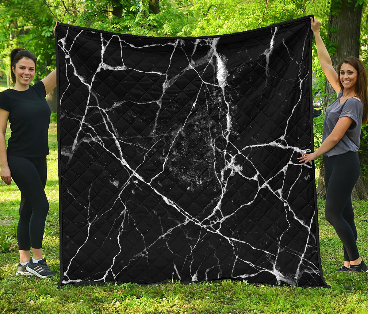 Black White Natural Marble Print Quilt